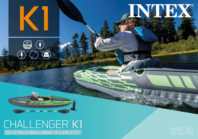 Intex Challenger K1 Opblaasbare Kajak - 1 Persoon 13 Intex Challenger K1 Opblaasbare Kajak - 1 Persoon - Afbeelding 11